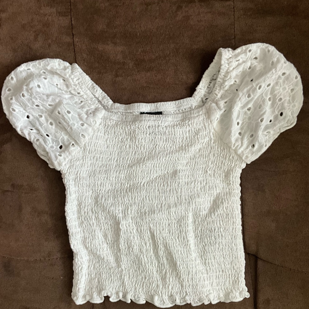 GIRLS ART CLASS EYELET PUFF SLEEVE BLOUSE SIZE XS 4/5